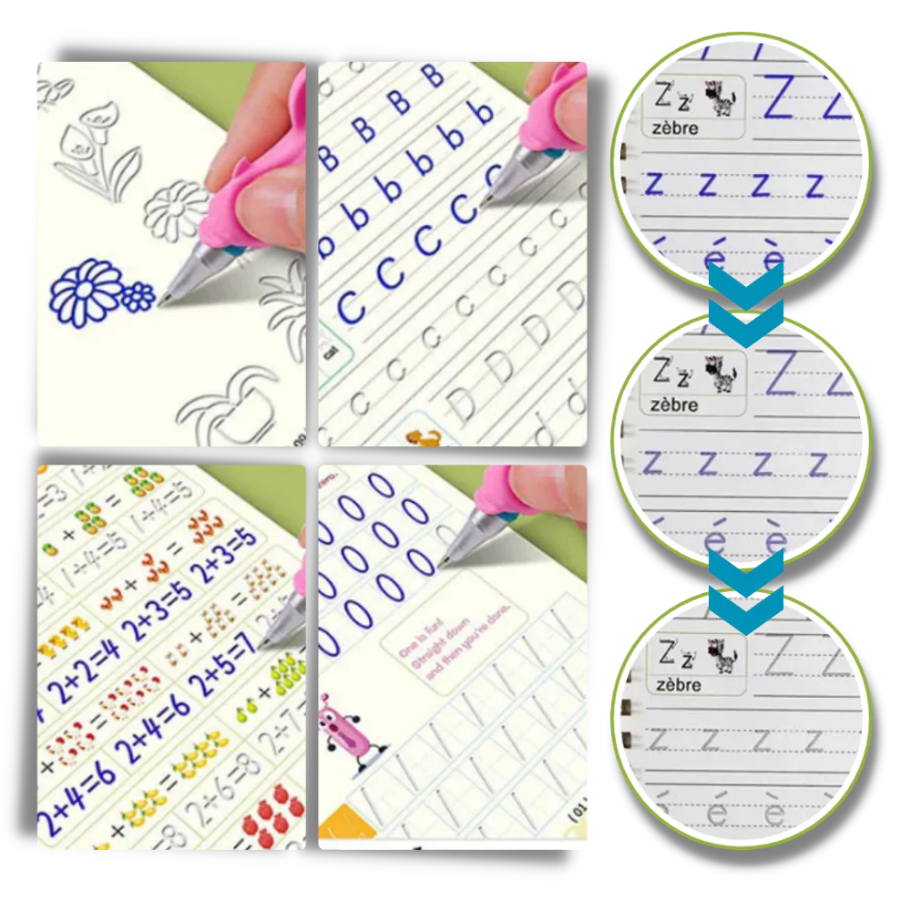 Lot de 4 cahiers d’écriture magiques